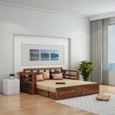 Woodwing Solid Sheesham Wood 3 Seater Sofa Cum Bed With Storage (Natural Finish)